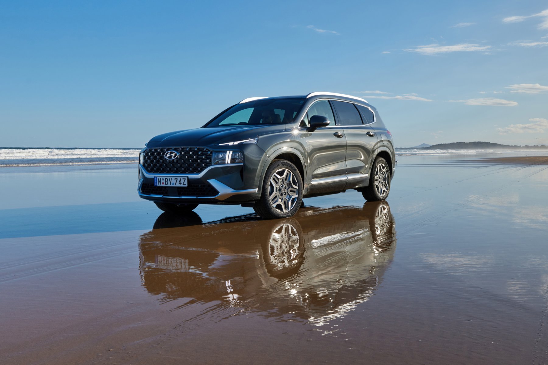 Hyundai Santa Fe Hybrid on the beach