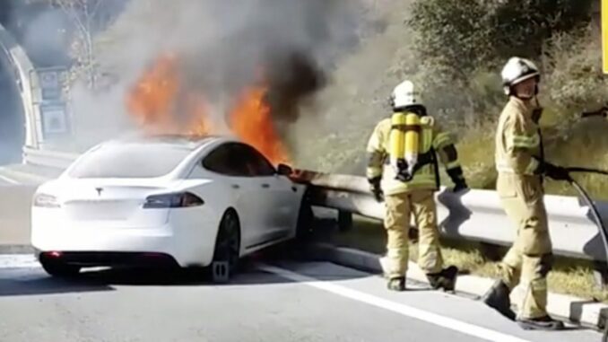 Tesla on fire