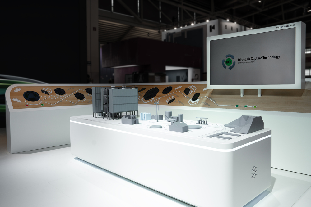 Model of a Direct Air Capture unit at the VW Group stand at the IAA Summit